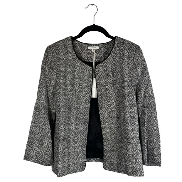 NWT Anthropologie Pleione Gray Textured Open-Front Tweed Jacket Multiple Sized - Picture 2 of 9